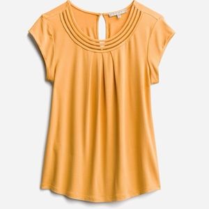 NWT Daniel Rainn Brinn Scoop Neck Pleat Detail Knit Top Size small Mustard